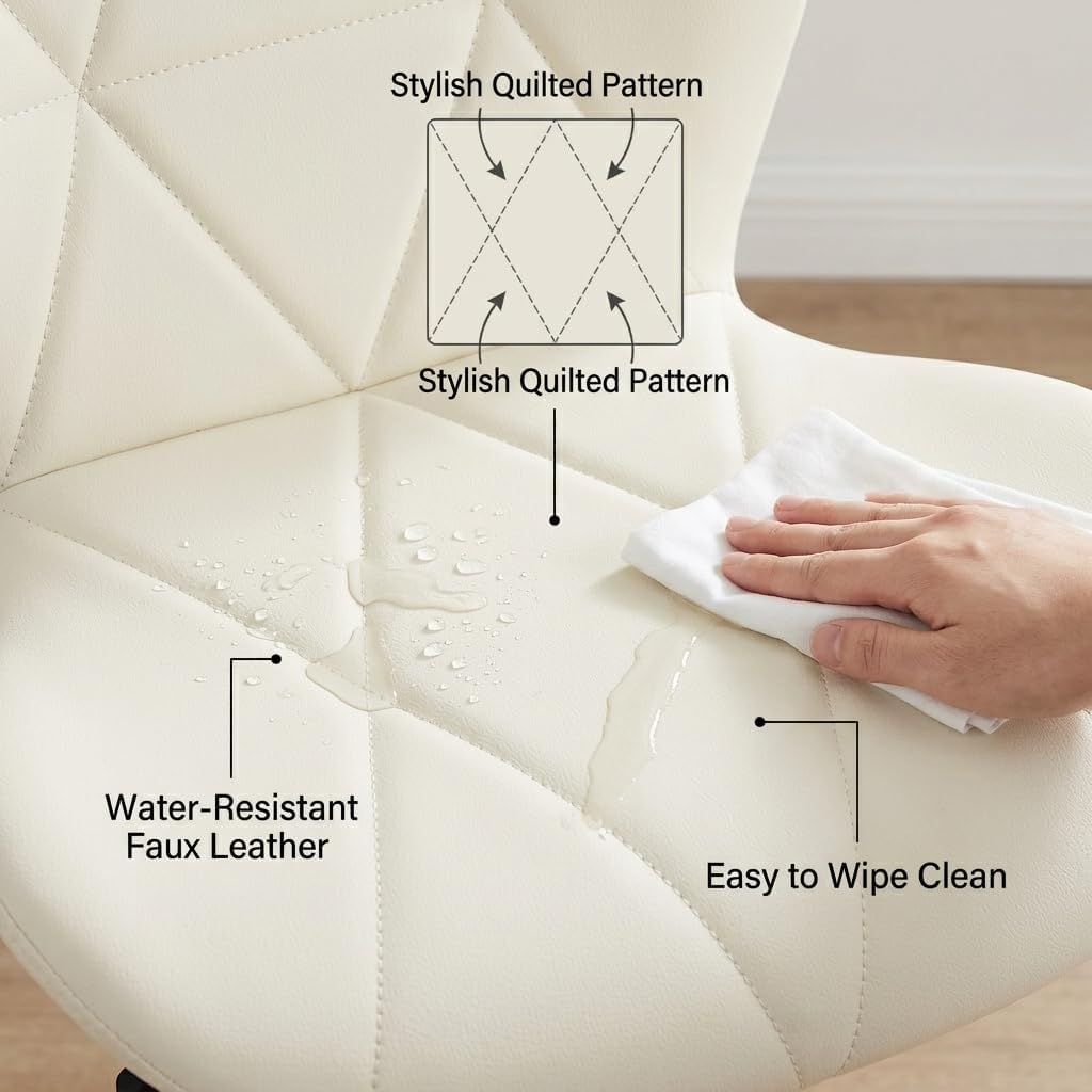 Modern Bar Stools Set of 2, Adjustable Swivel Counter Height Barstool with Back, Faux Leather Upholstered Bar Chairs for Kitchen Island(Beige)