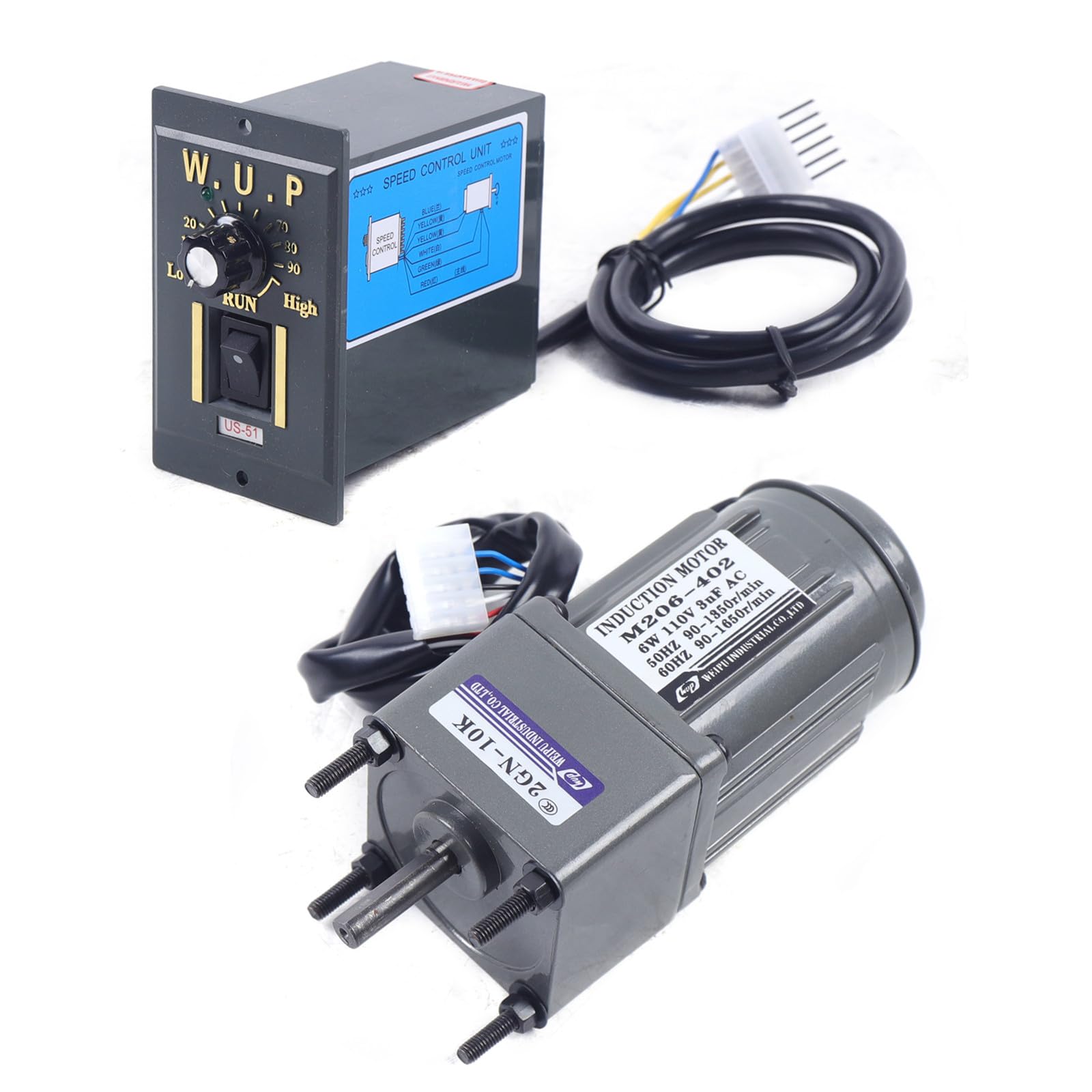 Gear Reduction Electric Motor, 110V AC Gear Motor Single-Phase High Torque Variable Speed Gear Reducer Motor with Speed Controller 0-135RPM 6W 10K(Reduction Ratio 1:10)