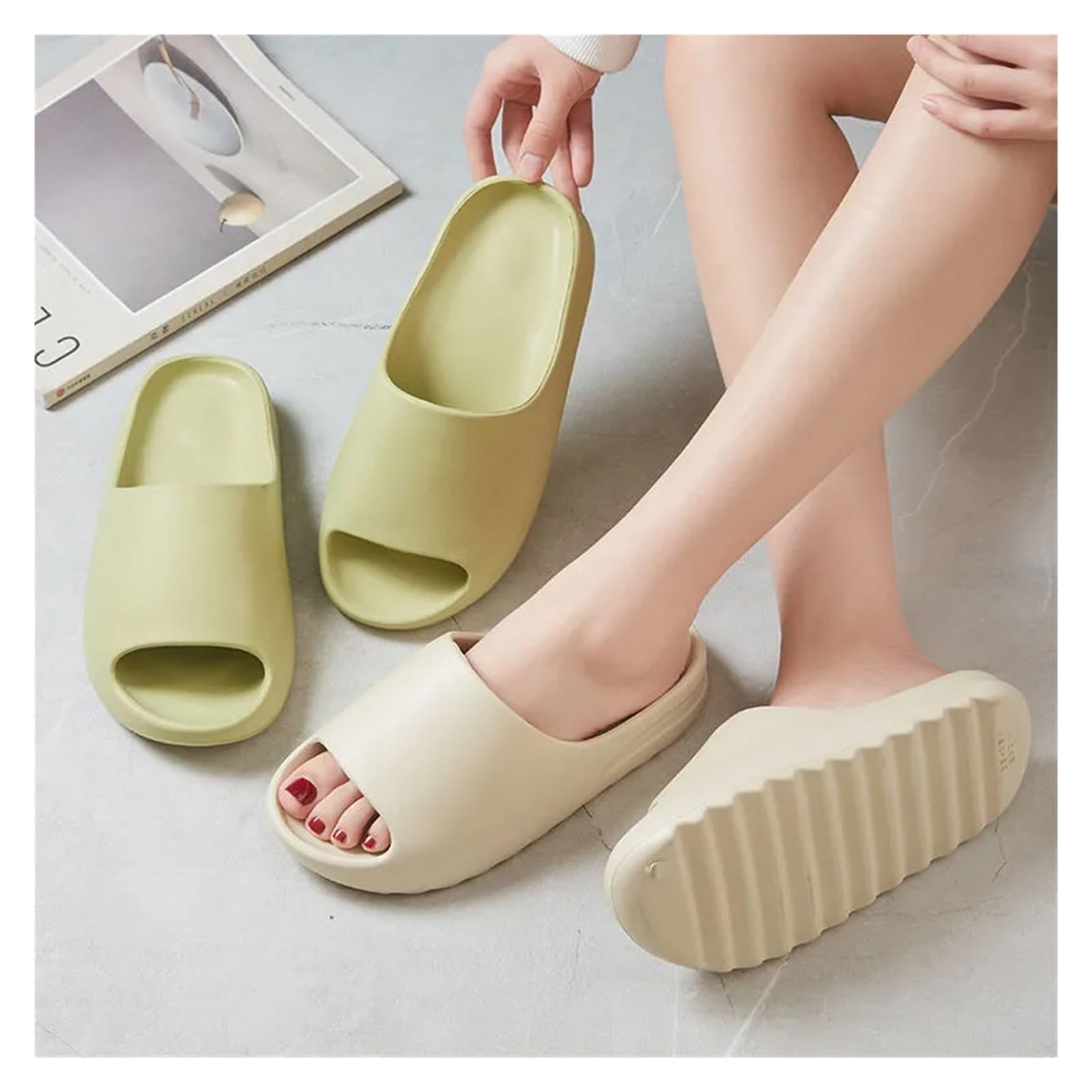 YHQZNLXQ Zapatillas para mujer Sandalias de playa de ocio de verano para hombres y mujeres, toboganes de fondo suave, plataformas de fondo grueso, pantuflas antideslizantes para el hogar, pantuflas de