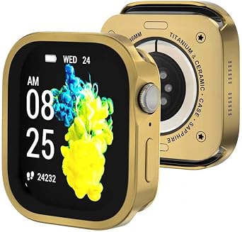 Metal Screen Protector for Apple Watch 45mm Series 9/8/7, Gold