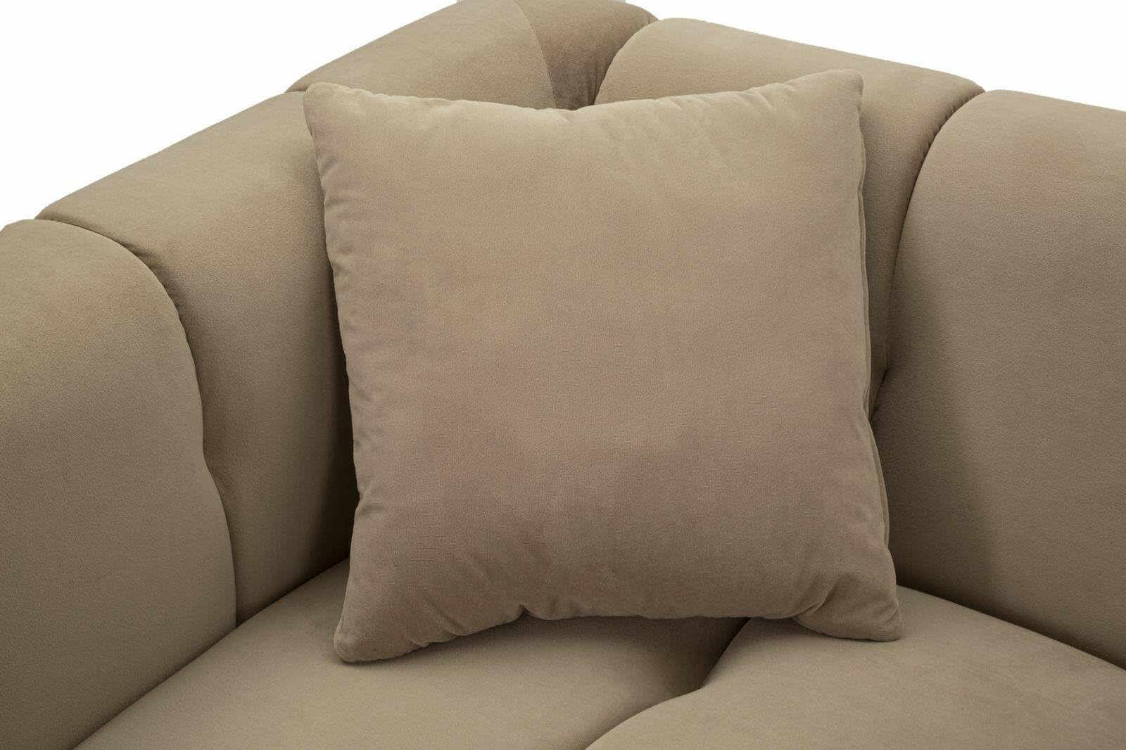 Dmora - Divano fisso 2 posti Japura, Sofà dritto, Divanetto per salotto, Poltrona matrimoniale, 81 x 155 h71 cm, Grigio e Oro
