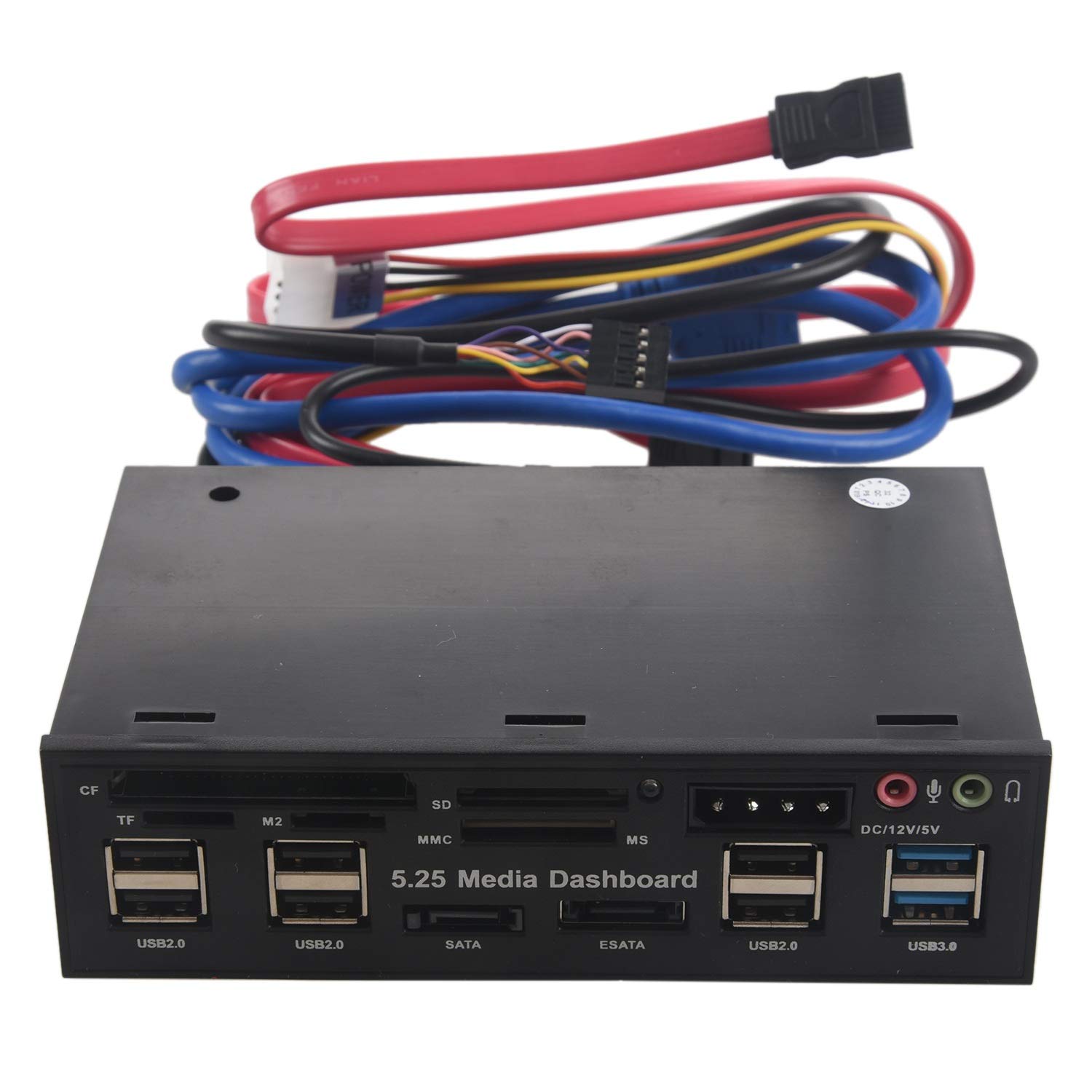 Multifuntion 5.25 "Lettore di schede per Supporti multimediali USB 2.0 USB 3.0 20 Pin e-SATA Pannello Frontale SATA