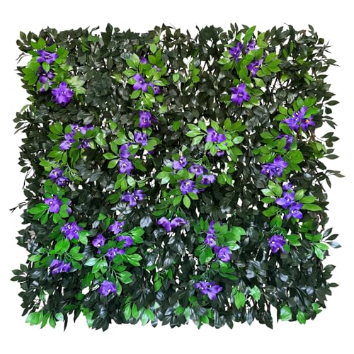 Sumery Expandable Fence Privacy Screen for Balcony Patio Outdoor,Decorative Faux Ivy Fencing Panel,Artificial Hedges (Single Sided Leaves) (1, Branches -Purple Fowers)