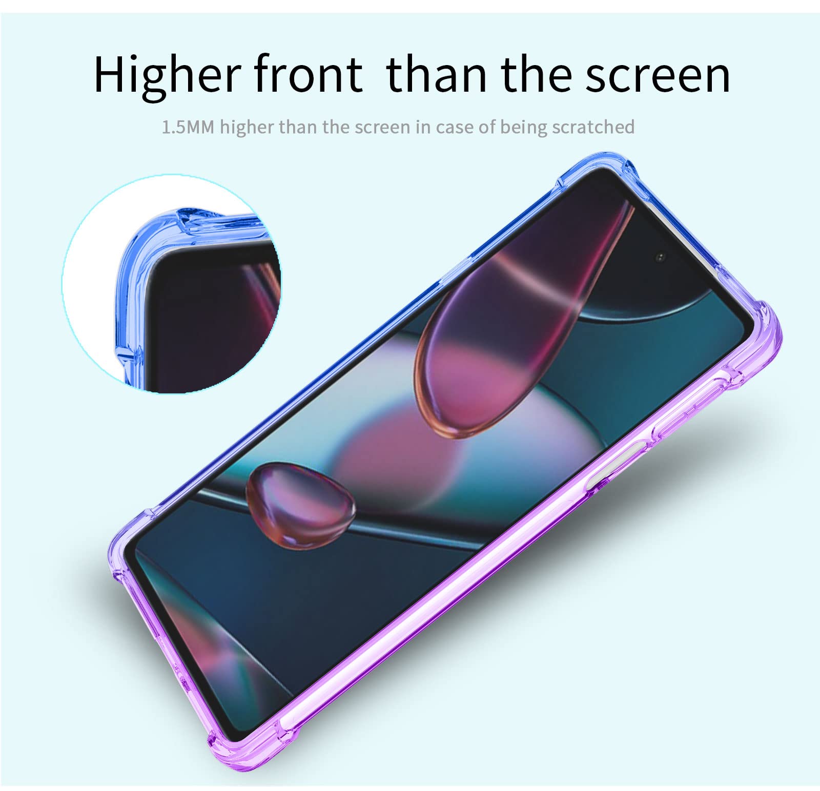 EASSGU Custodia per Motorola Moto Edge 60 / Edge 60 Fusion (6.67 Inches), Cover Silicone TPU Colore Sfumato Trasparente, Custodia per Telefono Antiurto e Antigraffio - Rosa Viola