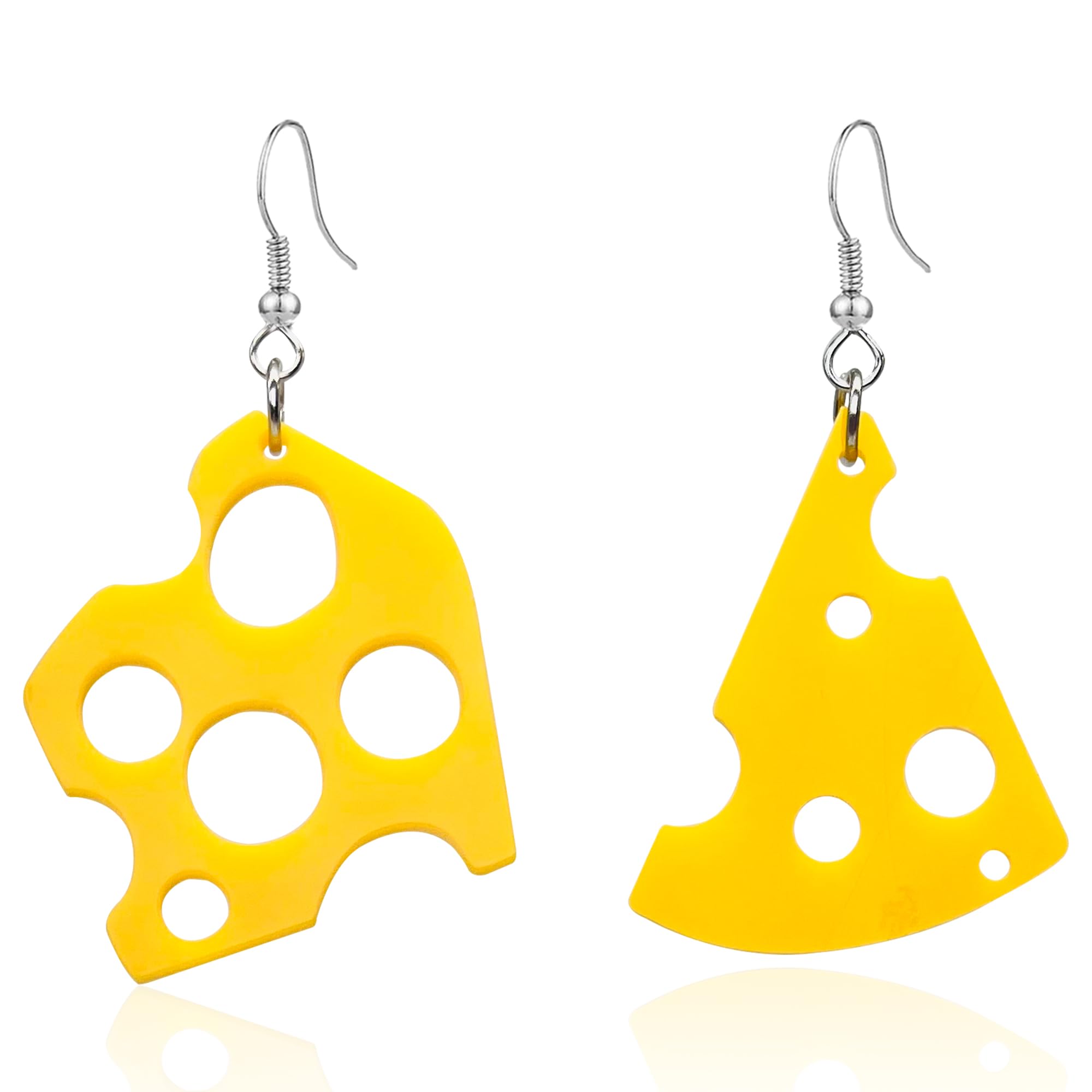 CWVHQ Cheese Dangle Earrings Sweet Cheese Yellow Asymmetrical Hollow Biscuit Cheesecake Lightweight Dangle Drop Statement Earrings for Women