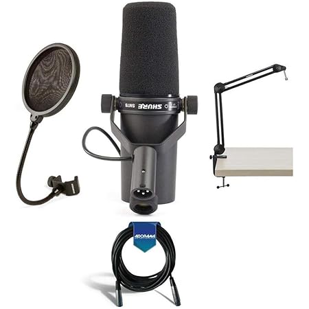 Amazon Com Shure Sm7b Cardioid Dynamic Studio Vocal Microphone With Standard And Close Talk Windscreens Bundle With Samson 28in Mic Boom Arm Stand Samson Ps04 Pop Filter Hd 7mm Rubber Xlr Mic