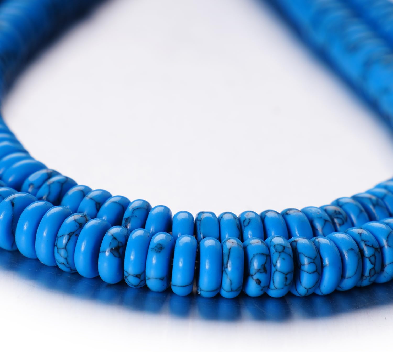 Rondelle Spacer Wheel Disk 2x6MM Natural Stone Beads Loose for DIY Beading Jewelry Bracelets Necklace Making(Blue Turquorise)