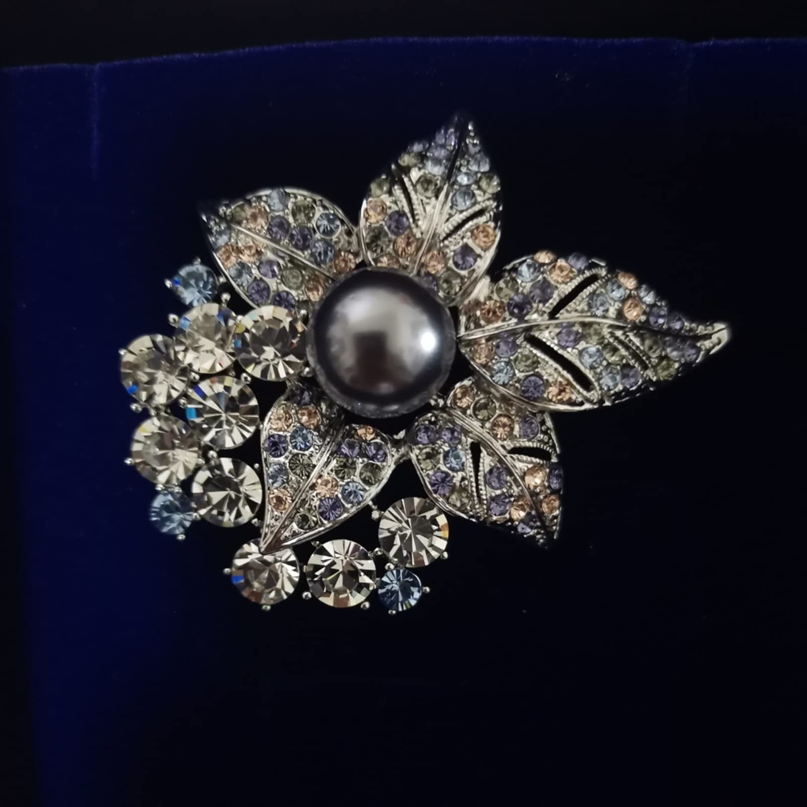 Wedding Brooch Blumenbrosche Pin Bunte Blume Broschen simulierte Kristall- und Faux Perle Brosche for Frauen Damen Kleidung Dekoration (Size :)