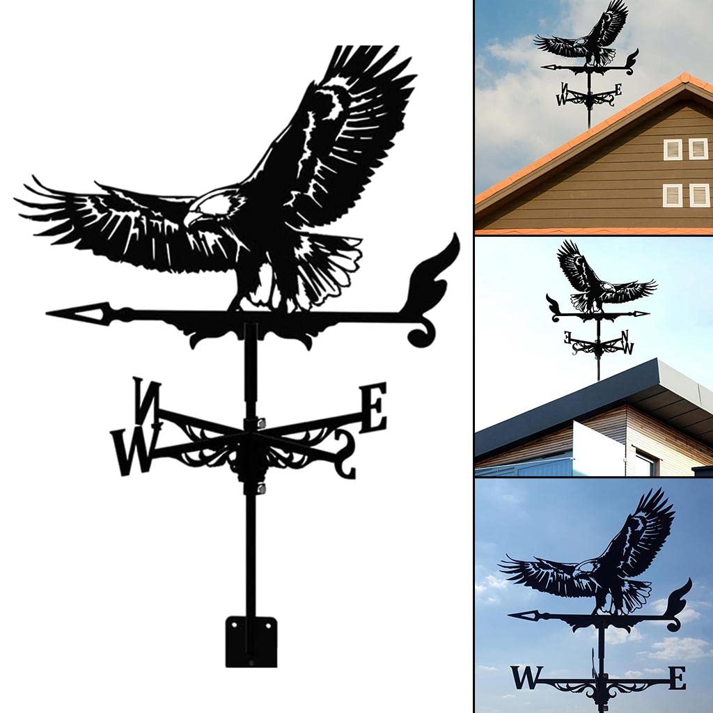 LOVIVER Veleta de Metal, Viento de Acero Inoxidable Negro Aire Libre, Techo de Hierro Retro Jardín Decoración del Hogar - Águila