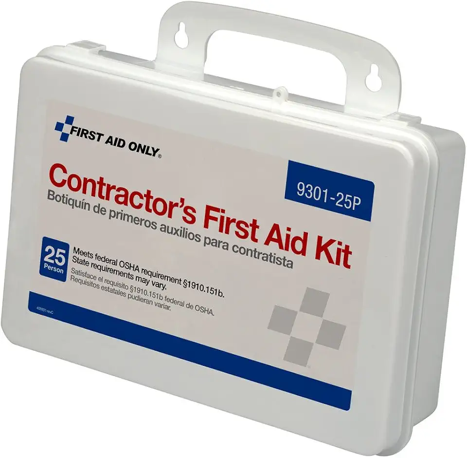 First Aid Only 9301-25P 25-Person Contractor's First Aid Kit for Home Renovation, Job Sites, and Construction Vehicles, 178 Pieces