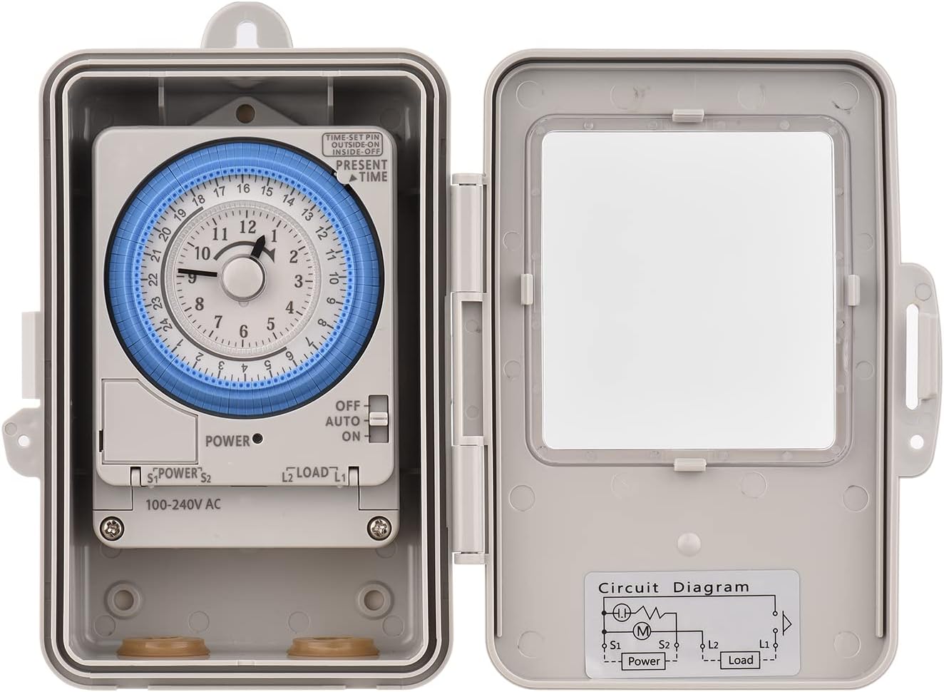 Mechanical 24 Hours Timer Switch IP53 Programmable Electrical Box AC 15 Minutes Interval 96 Times ONOFF with Mounting Hole Waterproof Cover