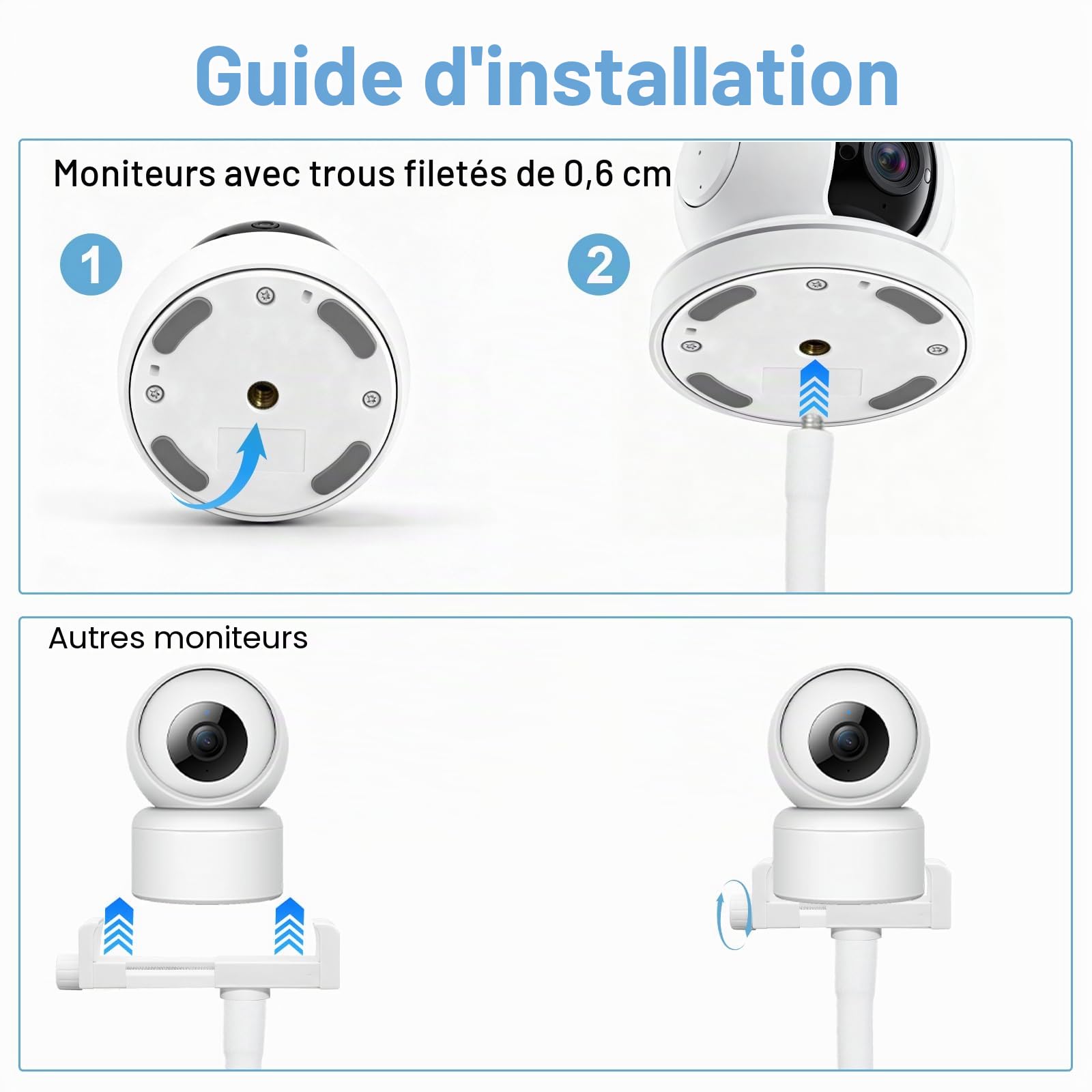 Support universel pour babyphone - Support de caméra pour bébé - Accessoire compatible avec la plupart des babyphones