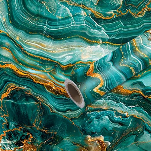 Image of Nuxovilar Green Gemstone Wallpaper Peel Stick Vinyl 15.75x39.37