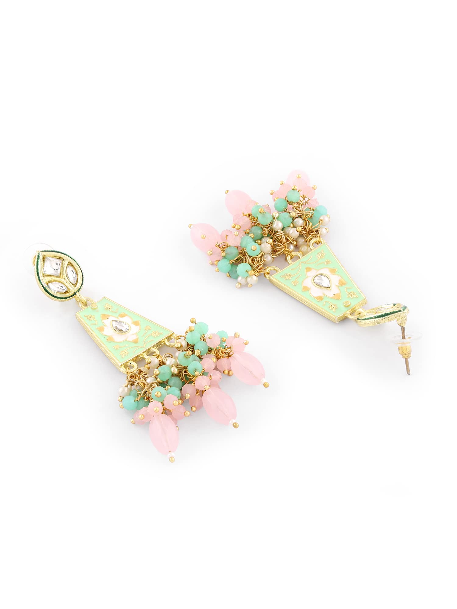 Meenakari Kundan & Cluster Crystal Drop Earring For Women