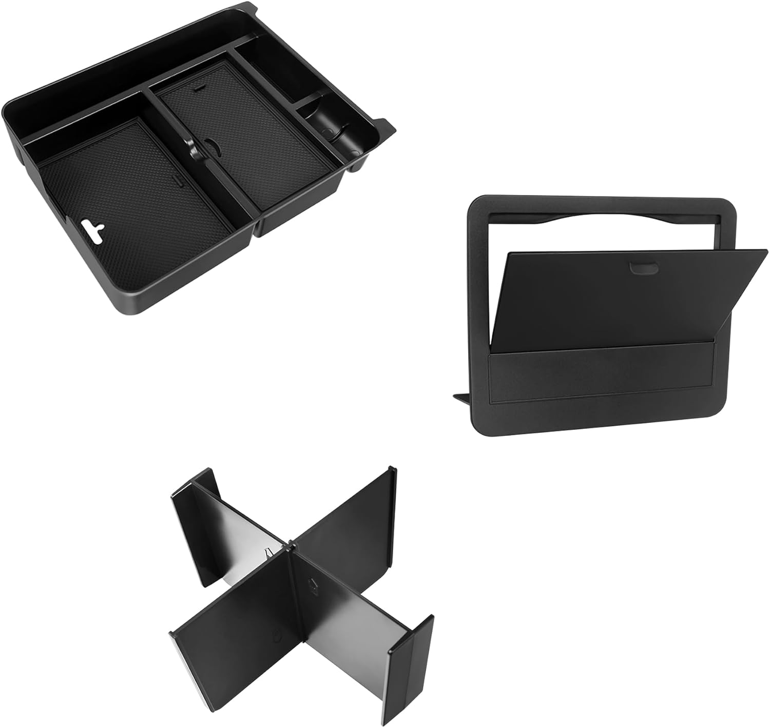 YOJOJOCO 3PCS Center Console Organizer Compatible with Honda 2023-2025 2026 Pilot ＆ 2024 2025 Ridgeline ＆ 2024-2026 Passport Accessories Center Console Dividers Organizer Hidden Storage Box