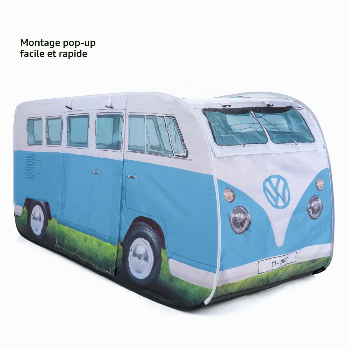 Collection VW - Tente de Jeu popup pour Enfants Volkswagen en Design Combi T1 165 cm (Face du Combi/Bleu)