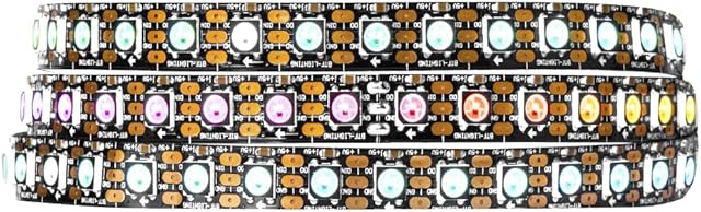 BTF-LIGHTING 3.2FT 1m WS2812B Gold Wire 100leds 100 Pixels Flexible Black PCB Individually Addressable LED Strip Dream Color IP30 Non-Waterproof DC5V for Indoor Lighting