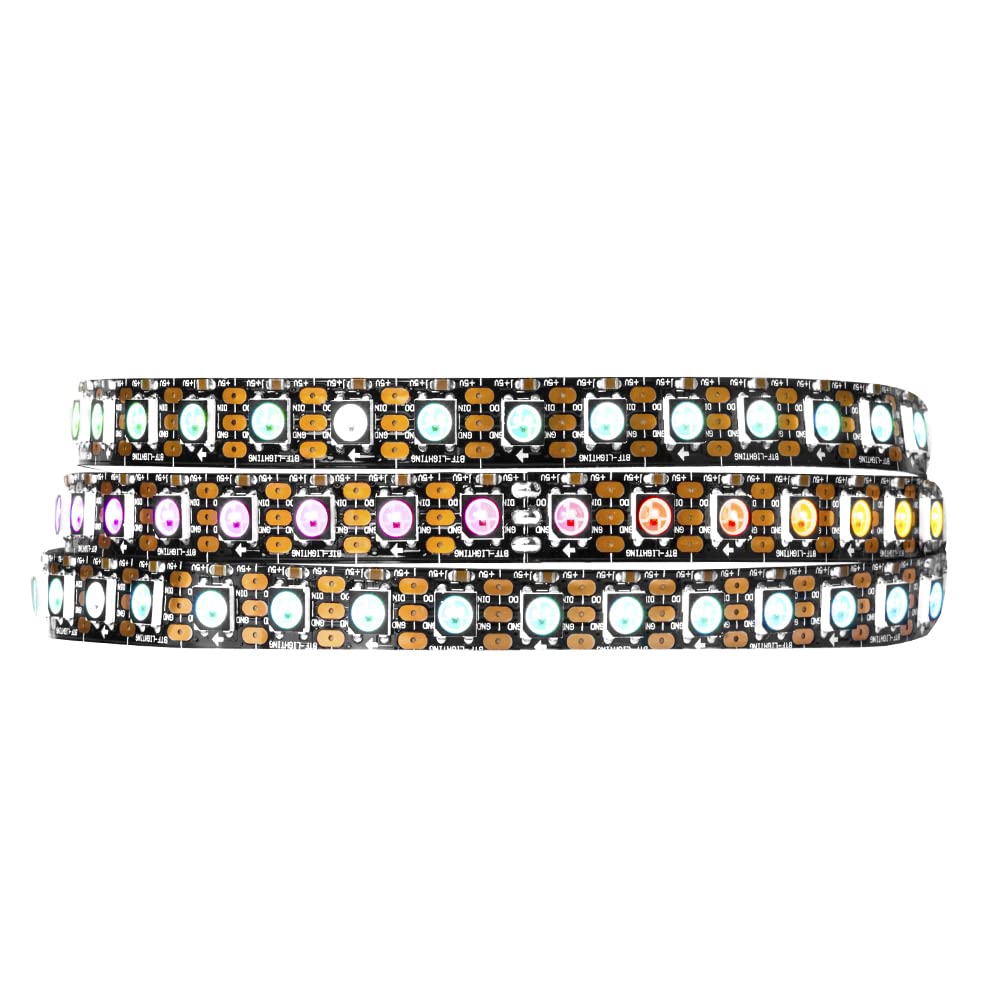 BTF-LIGHTING WS2812B RGB LED Strip, 100 Pixels/m, 3.2FT, Black PCB,
