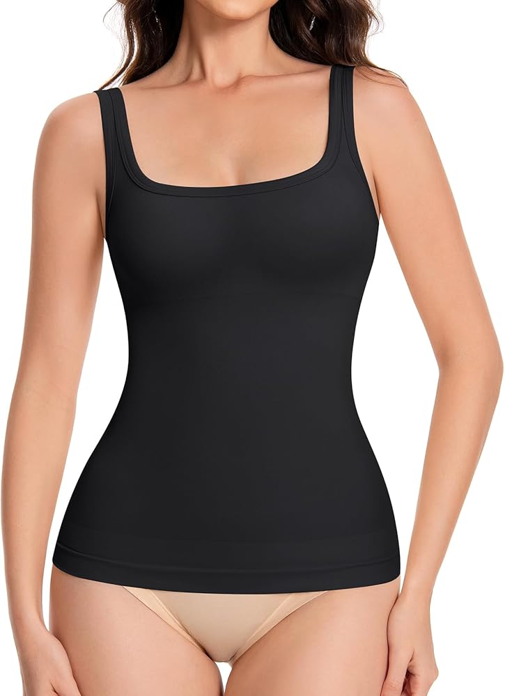 VVX Womens Square Neck Shapewear Tank Tops-Shapewear Tummy