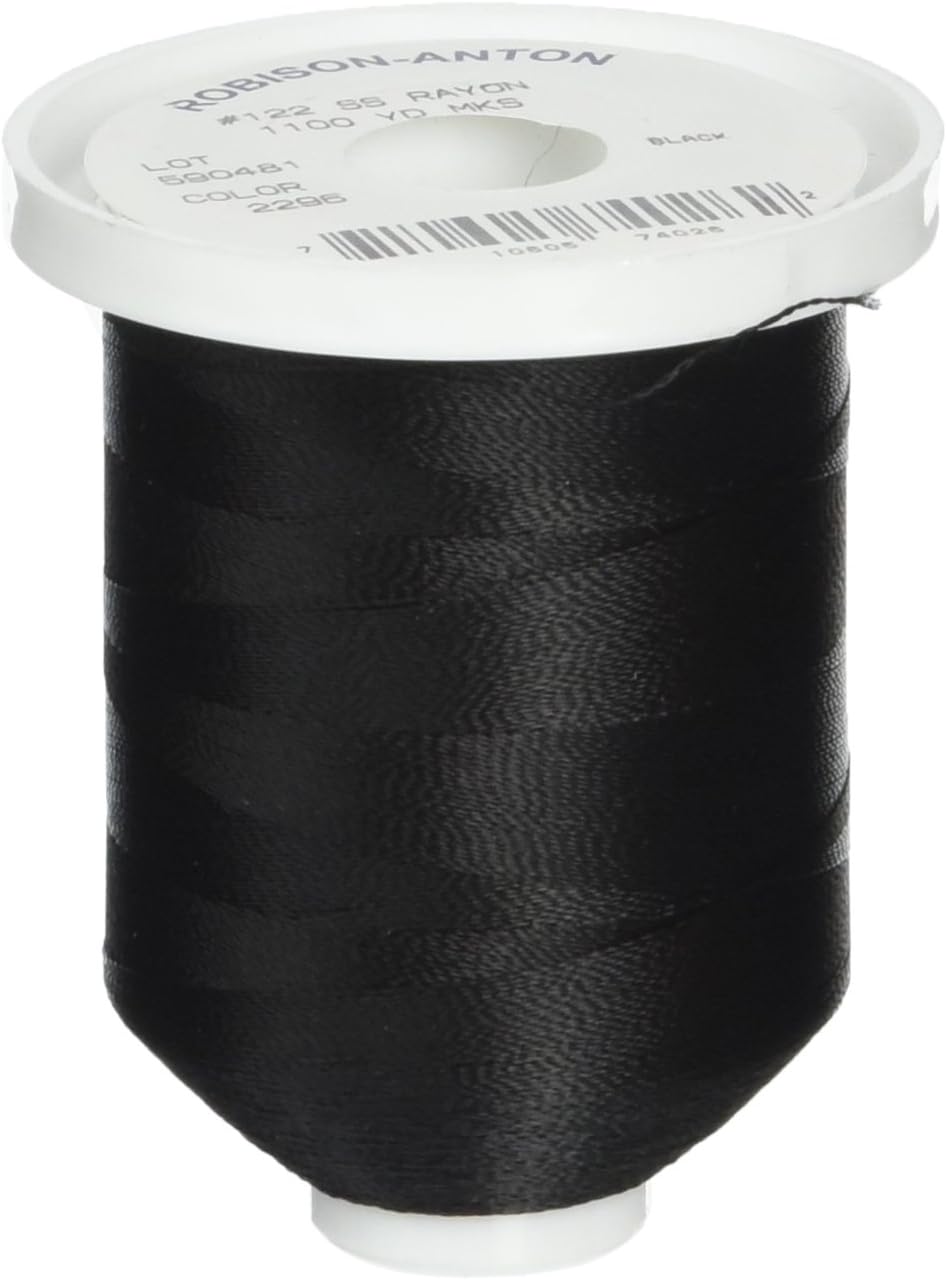 Robison-Anton Rayon Super Strength Thread, Solid Colors, 1100-Yard, Black