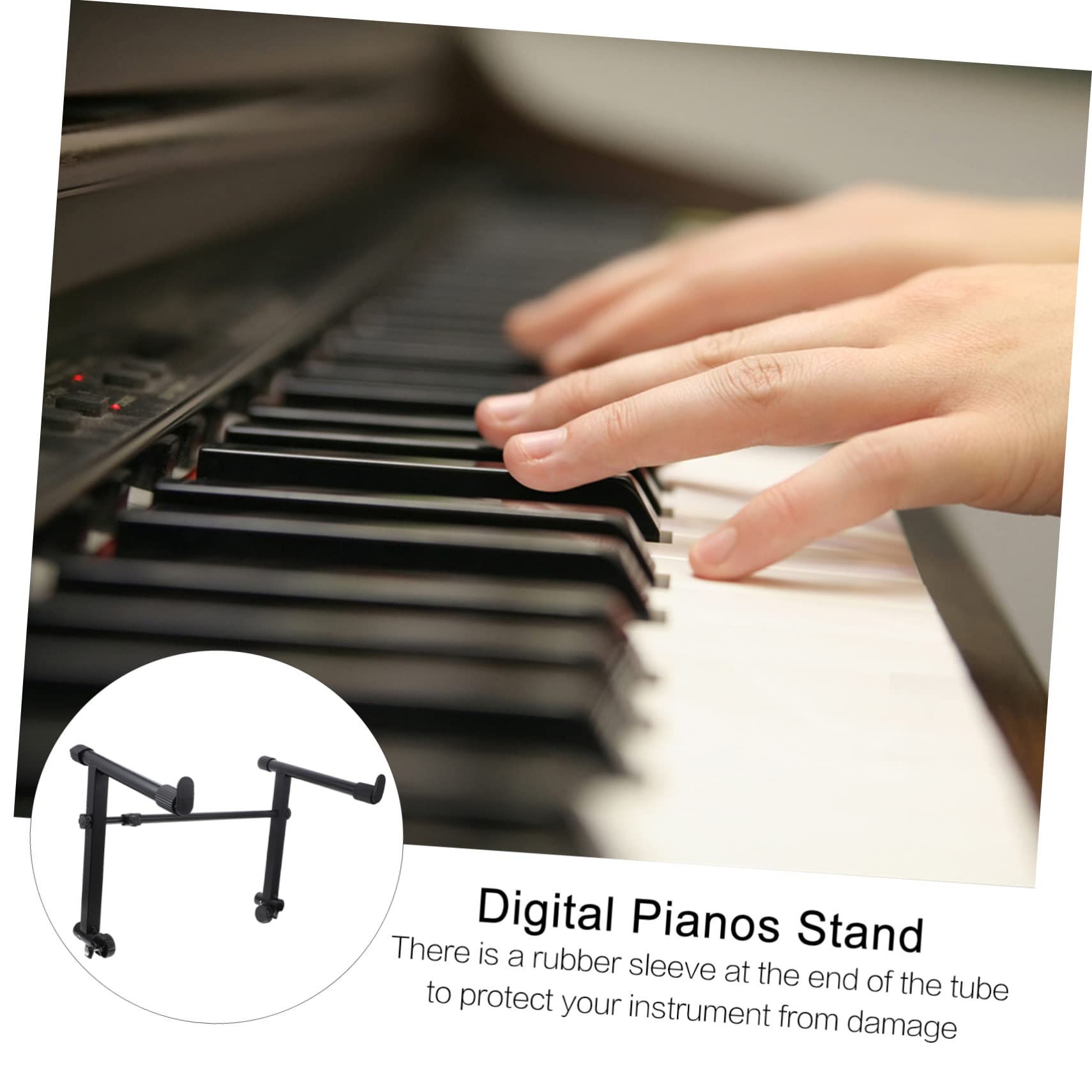 Toyvian Electronic Keyboard Stand Bench Portable Piano Stand Heavy Duty Rack for Synth Sturdy Iron Construction