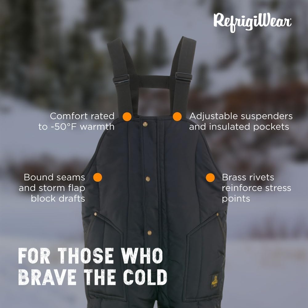 RefrigiWear Men's Iron-Tuff High-Bib Overalls - Insulated Bibs for Men -50°F Rating - Water-Resistant & Windtight Finish - Image 5