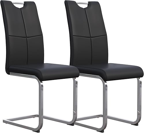 Miniatura 33 de Juego de 2 sillas de comedor, modernas sillas de comedor de piel sintética, sillas tapizadas para cocina, comedor, respaldo alto ergonómico con
