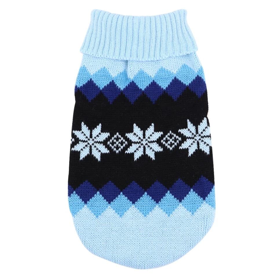 KUTKUT Dog Sweater,Turtleneck Knitwear Small Dog Sweater, Soft Comfortable Knitwear Pullover for Shihtzu, Maltese Pug etc, Argyle Style Weaved Pet Sweater Winter Dog Clothes (2XL, Chest: 50cm) 1