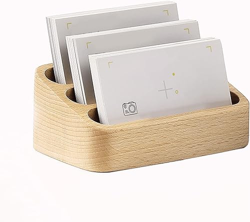 Miniatura 1 de Soporte para tarjetas de visita, 3 ranuras de alta estabilidad, contador de exhibición de tarjetas de presentación de madera, soporte para tarjetas