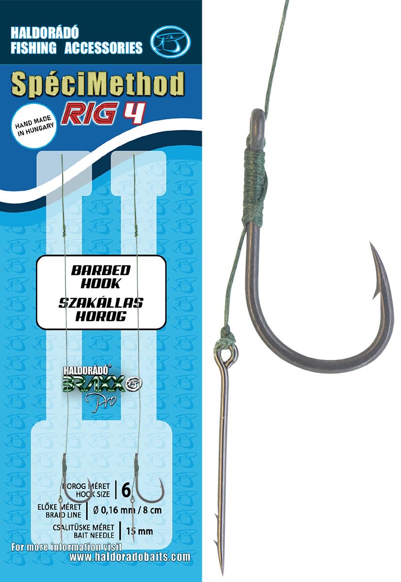 Haldorado SpéciMethod Rig 4, 8 cm Braided Line, Size 6 Barbed Hook, 15 mm Bait Needle, 2-Qty