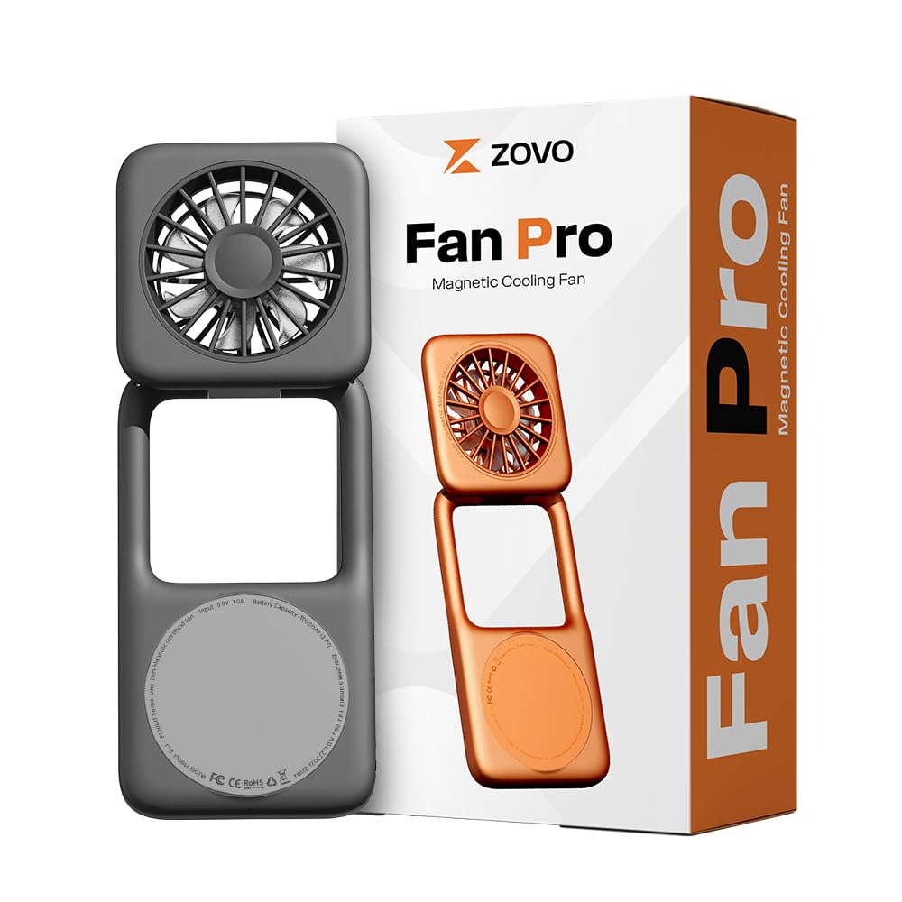 Fan Pro Magnetic Handheld Cooling Fan, Portable Mini USB Rechargeable fan, 3 Speed 9000 RPM, Strong MagSafe Grip, Foldable Stand, Lightweight Pocket Fan Compatible for iPhone & Android (Dark Grey)-image-15