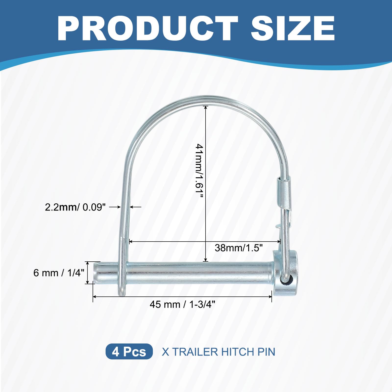 YELARXI Trailer Coupler Pin, Pto Shaft Locking Hitch Pin - Fitting for (Farm Trailers - Wagons Towing - Garden Lawn Equipment - Hitches) 1/4" x 1-3/4" & 4 Pcs & Carbon Steel - Image 2
