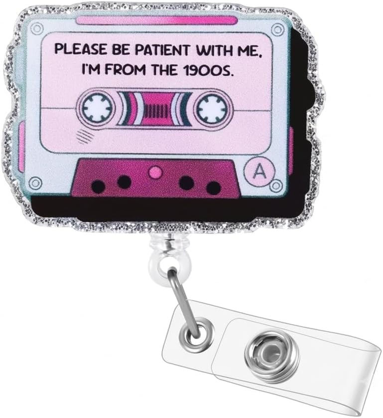 Funny Retro Cassette Tape Badge Reel, Cute Badges Reel for Nurse