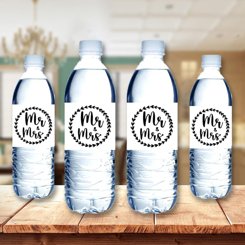 36PCS Mr. and Mrs. Water Bottle Sticker Labels Wedding Party Supplies Bridal Shower Decorations