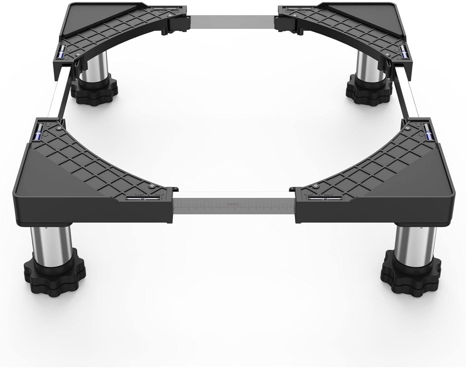 DEWEL Base Lavadora, Soporte Lavadora Secadora Carga 350 kg, Secador de base de lavadora de refrigerador, Base de Lavadora Ajustable de congelador, Ancho 44,5-65cm, Altura 13cm - 17cm(Negro)