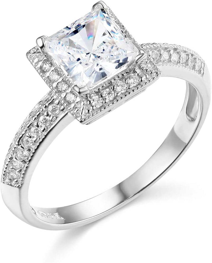 Wellingsale Ladies Solid 14k Yellow Gold Polished CZ Cubic Zirconia Round Cut Engagement Ring