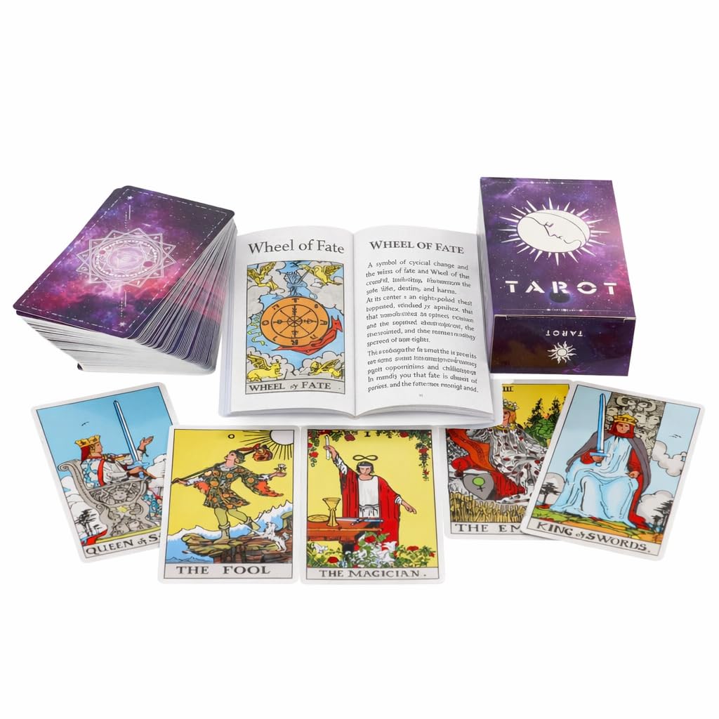 78 PCS Purple Oracle Tarot Cards With Guide Book, 12 cm x 4 cm