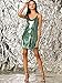 Allegra K Women's Glitter Sequin Dress V Neck Spaghetti Strap Halloween Mini Party Dress Clubwear X-Large Dark Green