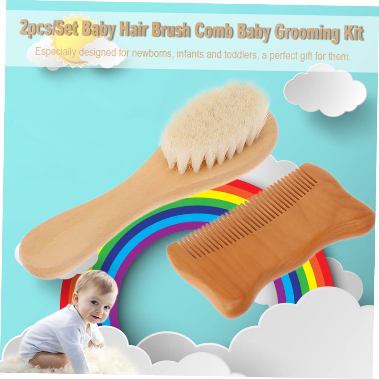 FOMIYES Juego De 6 Cepillos De Madera Para Desenredar El Cabello Del Bebé Cepillo De Baño Para El Cabello Del Bebé
