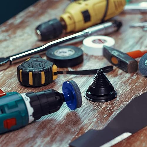 Miniatura 5 de LAOJU Afilador de cuchillas para cortacésped, paquete de 4 sacapuntas rotativos para cortacésped con respaldo de acero, herramienta de jardín