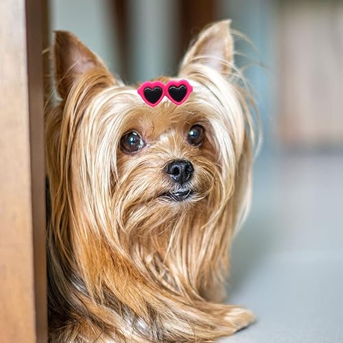 Miniatura 5 de Pinzas para el pelo de cachorros, 20 unidades de lindos lazos para perros, pinzas de corazón para lentes de sol, horquilla para el pelo de perro,