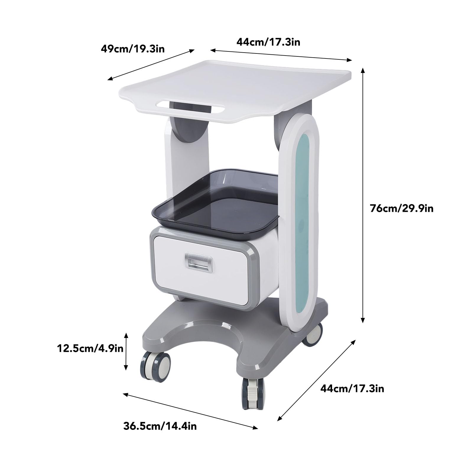 Chariot de Service Médical avec Grande Surface de Travail, Capacité de 50 kg, pour Laboratoire, Cabinet Dentaire et Salon de Beauté