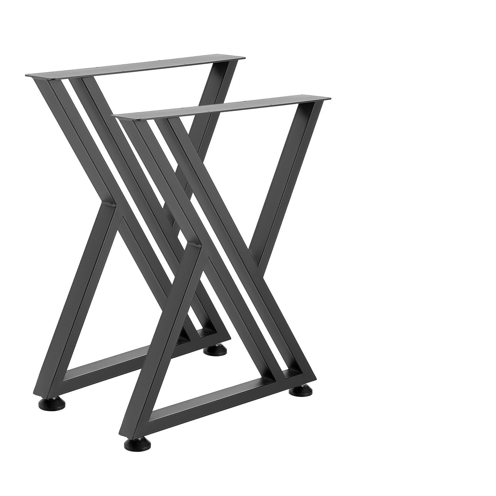 VEVOR Gambe per Tavolo in Acciaio, Gambe per Scrivania Smontabili, Struttura a X Stabile, Installazione Semplice, Carico Massimo di 1000 kg, per Tavoli da Caffè e da Bar, 74 x 61 cm, 2 Pezzi, Nero