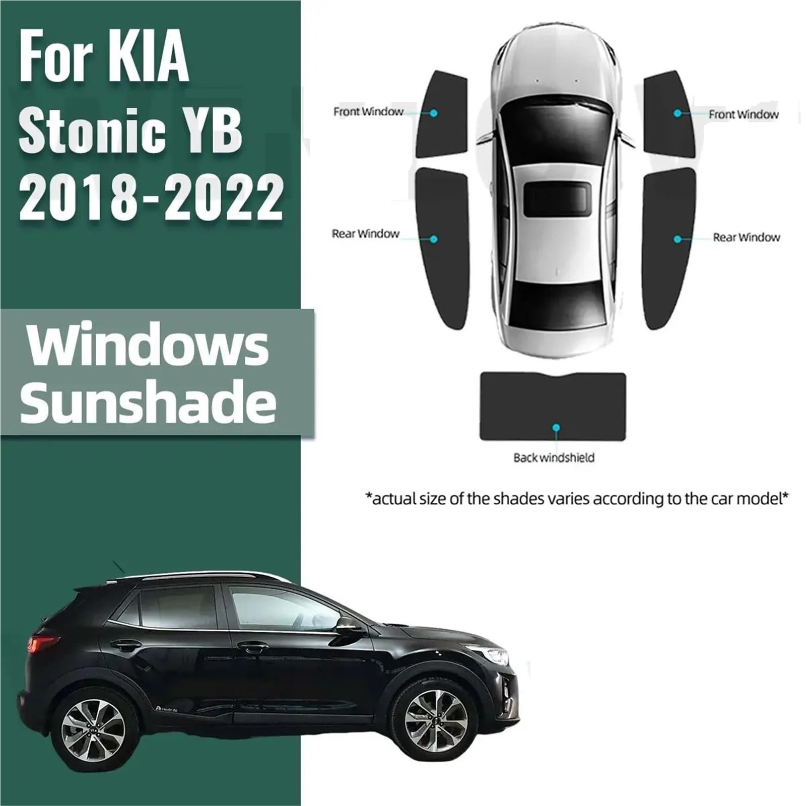 składane osłony przeciwsłoneczne Pasuje do KIA Stonic YB 2018-2022 Osłona przeciwsłoneczna samochodu Magnetyczna rama przedniej szyby Roleta(C)