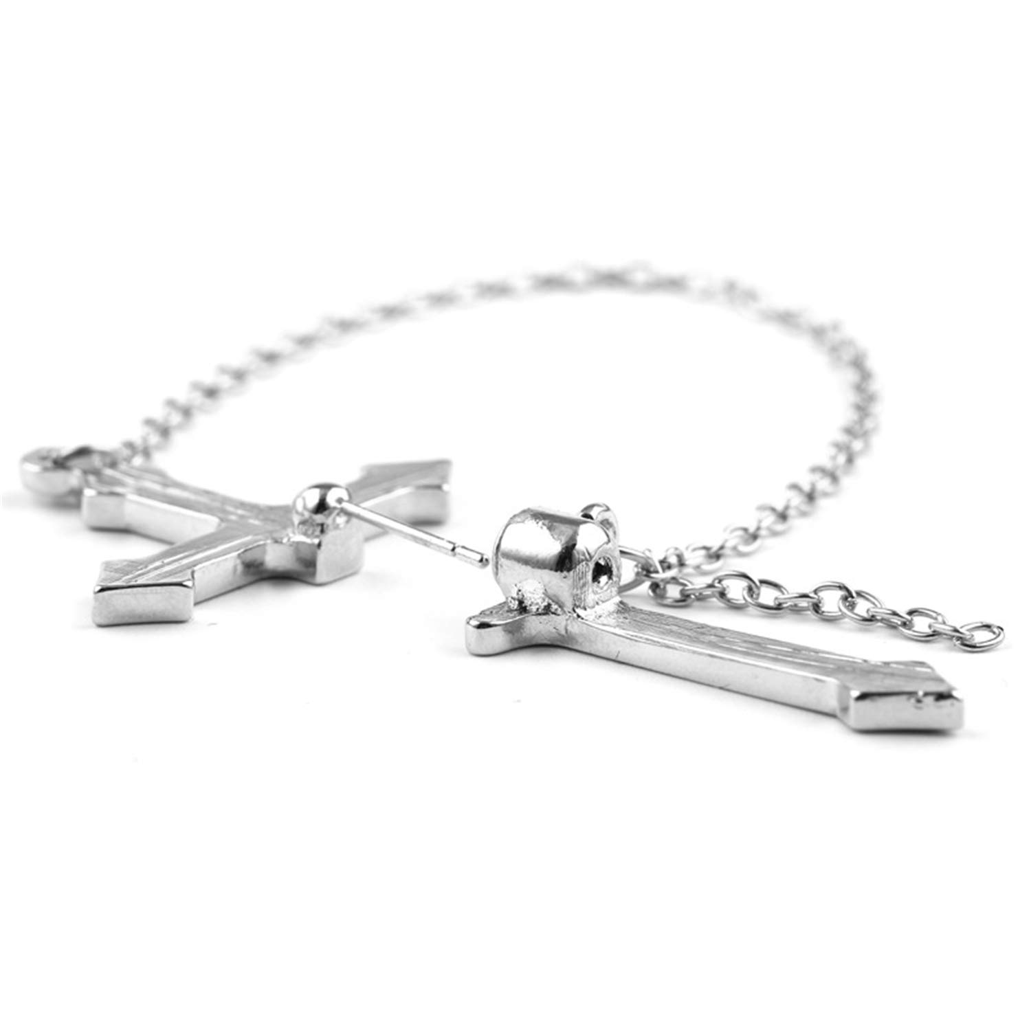 Aretes colgantes de cadena de cruz punk negra personalizados, aretes de gota de punción para mujeres y hombres, regalos de joyería, Esmalte, N/P 9