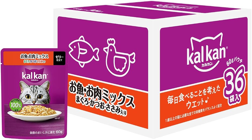 カルカン パウチ 成猫用 60g×36袋 お魚・お肉ミックス