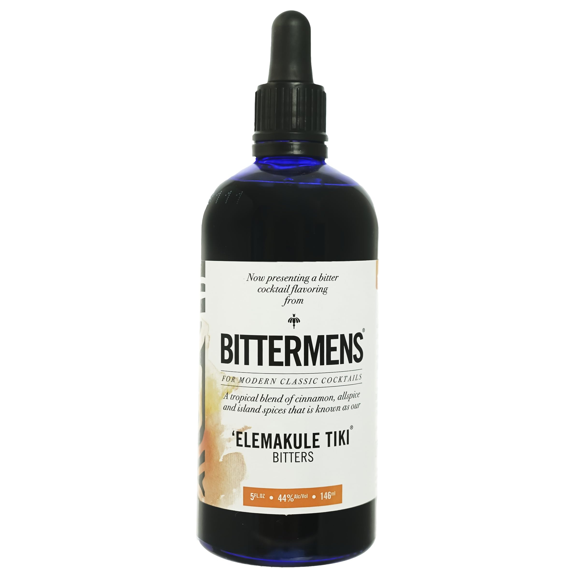 Bittermens Elemakule Tiki Bitter, 14.6cl, 44% ABV, Premium Bitter to Add Depth and Flavour to Food & Cocktails, Cinnamon, Clove, Allspice and Citrus Notes, Made in New Orleans, Dropper Bottle