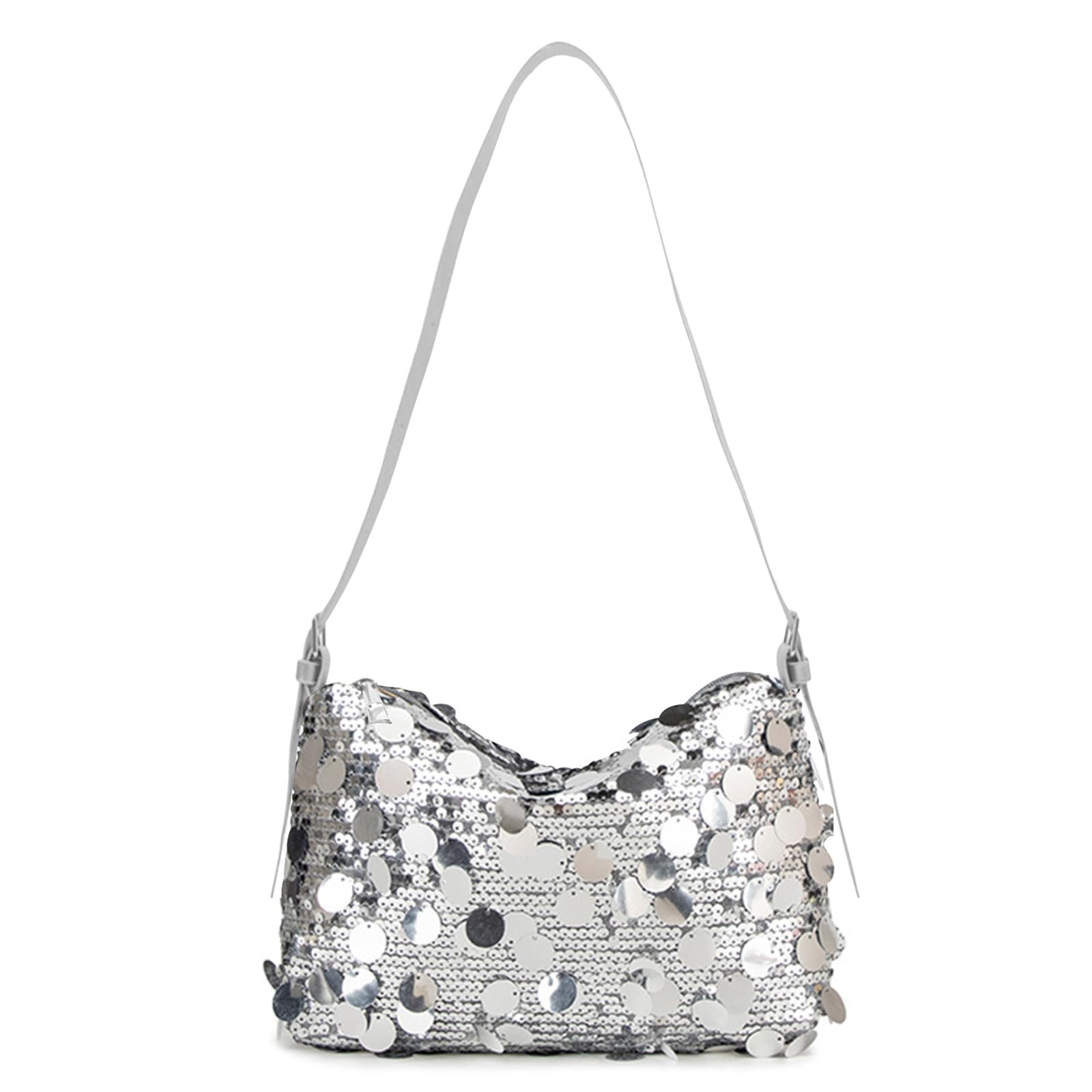 Silver Clutch for Women, Glitter Shoulder Bag for Party, Elegant Silver Handbag, Stylish Sling Bag for Evening Events, Sparkling Purse for Special Occasions, Single Piece Silver Bag for Women-image-25