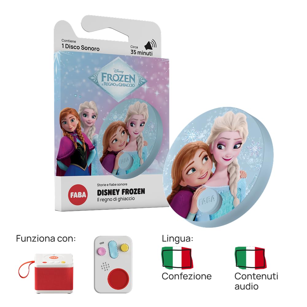 FABA Disco Sonoro Disney - Frozen Il regno di ghiaccio - Storie e fiabe sonore per bambini e bambine 5-10 anni - Ascoltabile con il Raccontastorie e FABA+, gioco educativo versione italiana
