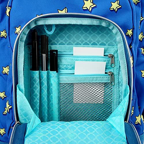 Image of J World Lollipop Kids Rolling Backpack & Lunch Bag Set for Elementary School. Carry-On Suitcase with Wheels, Little Stars